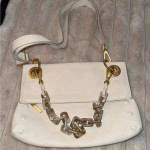 Hammitt Cream Crossbody Bag with Gold Chain